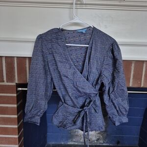 Draper James Chambray Top with Colorful Accents